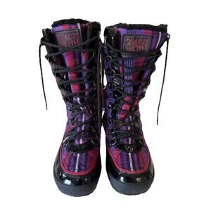 Y2K COACH Peggy Shearling Lined Plaid Quilted Snow Boots Size 7.5